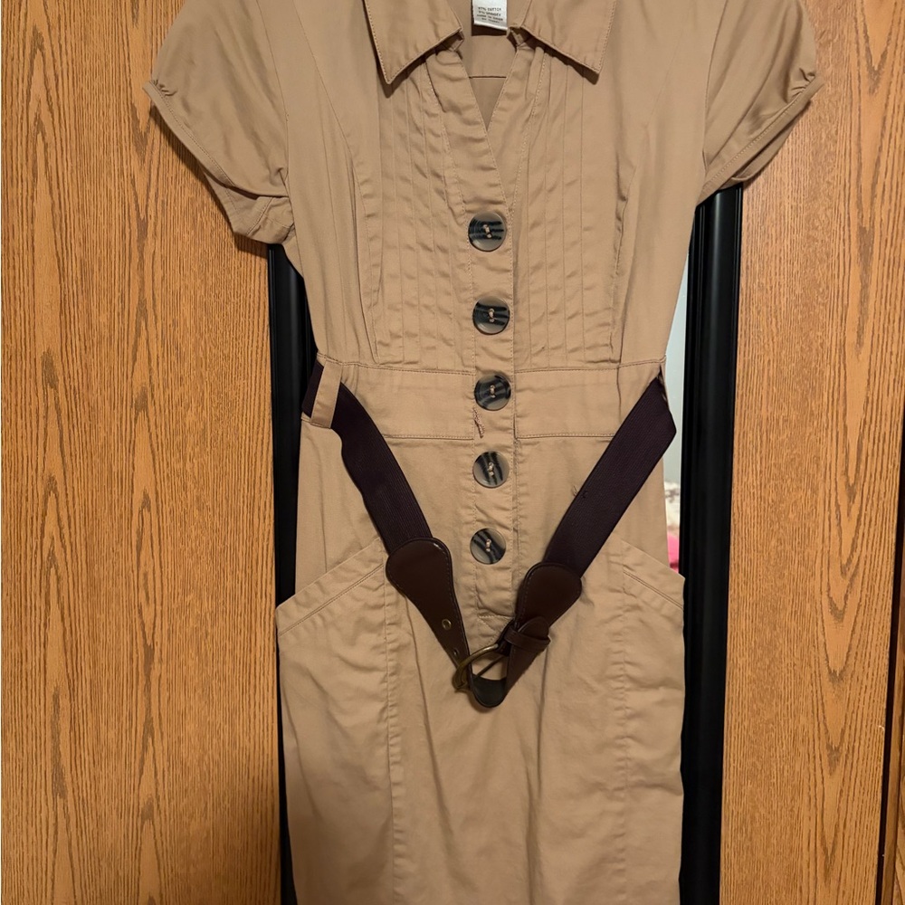 Robbie Bee Tan Mini Dress with Brown Belt